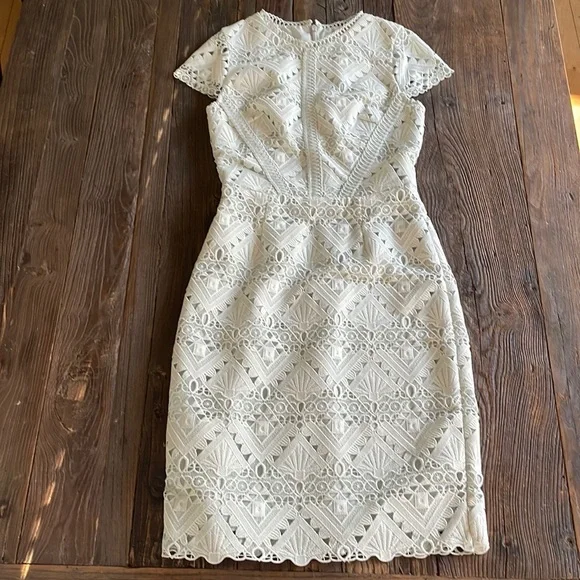 Reiss Dresses Reiss Mint Green Lace Overlay Cap Sleeve Dress